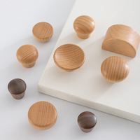 Boutons de meuble en bois massif à trou unique personnalisés, poignées de tiroir en forme de champignon pour armoire, porte de cuisine, poignées en bois naturel