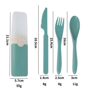 Cheap High Quality Promotional Gift Wheat Straw Tableware Dinnerware Portable Camping Tableware Set