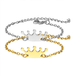 Pulseras y Brazaletes de Moda de Acero Inoxidable 316L que No se Deslustran, Chapados en Oro PVD de 14k y 18k, Joyería de Corona para Bebés Niñas - Product Image 5