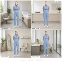 Tenue d'infirmière extensible à col zippé pour femmes, idéale pour cliniques et salons de beauté (OEM/ODM)