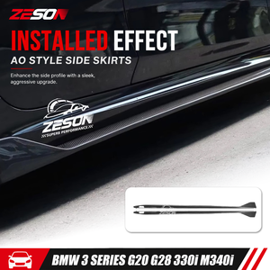 Faldones Laterales de Fibra de Carbono Estilo AD para <span class=keywords><strong>BMW</strong></span> Serie 3 G20 325i <span class=keywords><strong>330i</strong></span> M340i <span class=keywords><strong>2019</strong></span>-2023 Kit Aerodinámico Ligero - Product Image 2