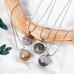 थोक प्राकृतिक क्रिस्टल बॉल पेलेंट एगेट जियोड छोटी गेंद हार स्वेटर श्रृंखला सहायक - Product Image 1