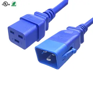 Toptan yüksek kalite IEC C13 C14 C19 C20 C21 18/16/14AWG mavi/kırmızı/siyah bağlayıcı güç kablosu