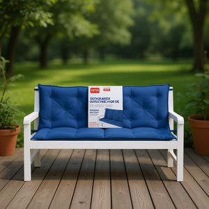 Juego de 2 cojines rectangulares para banco de exterior, de tela Oxford azul, acolchados, extraíbles, lavables, para uso en jardín durante todo el año. - Product Image 2