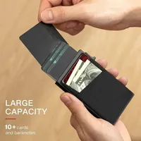 Dompet penyimpan kartu pria, minimalis ramping logam memblokir RFID gaya bisnis casing Anti Maling untuk kartu uang dan dompet perjalanan