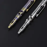 Stylo tactique EDC 3-en-1 en alliage de titane, mini lampe torche LED multifonction, défense personnelle, survie et randonnée, stylo lampe torche