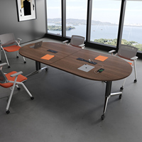 Table de conférence pliable moderne en bois massif avec pieds en métal pour la maison, le bureau, les salles de conférence, les hôtels, pieds réglables, respectueuse de l'environnement