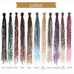 AliLeader Extensions de dreadlocks à double extrémité 24 "Tresses en boîte synthétiques Extrémités bouclées mélangées Style Hippie Boho Wavy DE Dreads - Product Image 2