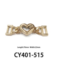 Boucles de chaussures plaquées or, barre longue, nœud papillon géométrique tressé, chaîne cœur tendance, double D superposée, accessoire de chaussures pour femme