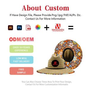 Chapeau de paille naturel personnalisé avec logo pour hommes et femmes, chapeau de soleil à large bord pour la pêche, le surf, la plage, l'été, style sauveteur - Product Image 3