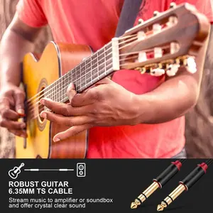 Siyah/kırmızı gitar enstrüman kablosu 6.35mm TRS 6.35mm TRS Stereo ses kablosu elektrik gitar bas gitar için