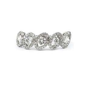 En gros Créatif Top Qualité Mode 18k Solide Or Blanc Véritable Diamant Ovale Mince Half Way Anneaux Bande Pour Cadeau Féminin - Product Image 1