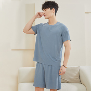 <span class=keywords><strong>Pigiama</strong></span> estivo <span class=keywords><strong>da</strong></span> <span class=keywords><strong>uomo</strong></span>, set di <span class=keywords><strong>pantaloncini</strong></span> a maniche corte, abito casual, sottile, taglie forti, per la casa, tinta unita, elasticizzato, <span class=keywords><strong>pigiama</strong></span> in due pezzi - Product Image 3