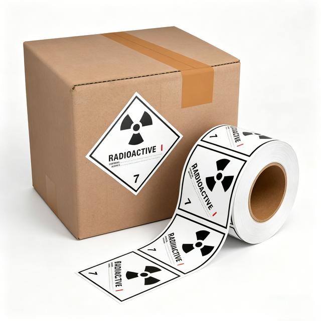 Radioactive Class 7 Hazard Warning Labels Custom Printed Adhesive Paper Strong Adhesion Waterproof Durable Shipping Stickers