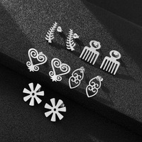 Boucles d'oreilles en acier inoxydable avec symbole Adinkra africain, bijoux ethniques culturels pour femmes et hommes