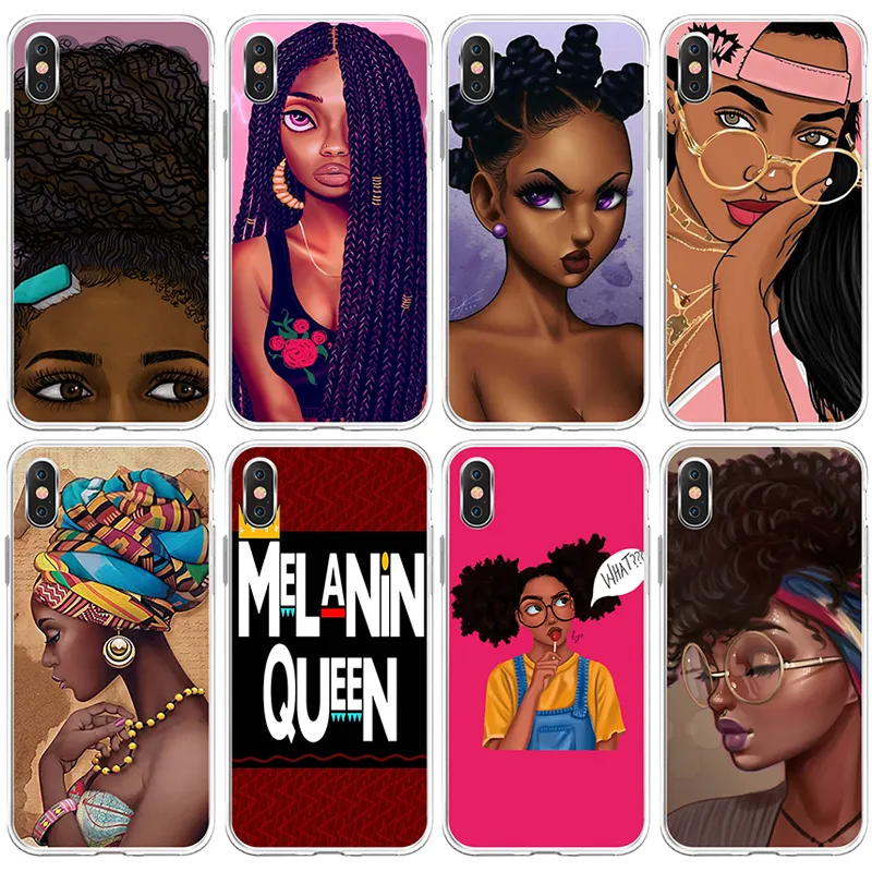 Soft TPU Matte Magic Melanin Black Women Phone Case For Iphone 12 Case Black Girl Case