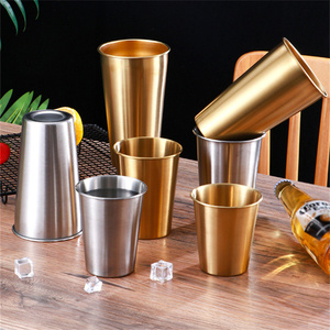1 pezzo di viaggio campeggio all'aperto in acciaio inox tazza di caffè tè vino 304 acciaio inossidabile Whisky birra tazze oro argento 260-500ml - Product Image 2