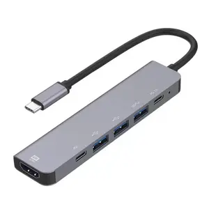 Station d'accueil USB C 6 en 1, adaptateur Multiport Hub USB C avec 4K HDMI USB3.0/2.0 Type C PD 100W