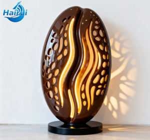 Statues géantes personnalisées en PRV en forme de grains de café, points <span class=keywords><strong>photo</strong></span> d'entrée de café, art en PRV poli utilisé dans les cafés - Product Image 5
