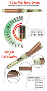 <span class=keywords><strong>Fer</strong></span> à friser professionnel pour salon de coiffure, grande ondulation profonde LCD de 38mm, baril en or rose, blanc - Product Image 3