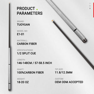 Tongkat Biliar Profesional 11.8/12.9mm Multi-layered Dermal Tip Stainless Steel Joint High-Tech Shaft Carbon Fiber - Product Image 3