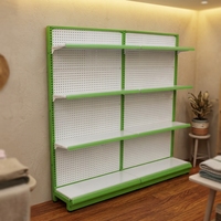 Rak Display Supermarket Satu Sisi dengan Bagian Belakang Rata, Rak Display Ritel Tugas Berat dengan Tingkat yang Dapat Disesuaikan untuk Toko Kelontong