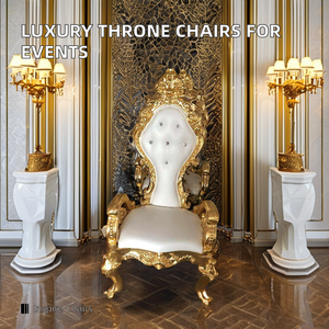 Moderne Luxus-Thronstühle mit hoher Rückenlehne aus Massivholz für Bankette, Events, Gastronomie und Hotels – ideal für königliche Hochzeiten erhältlich - Product Image 5