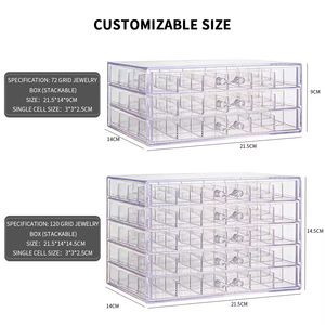 Scatola Organizzatrice Personalizzata a 5 Livelli con 120 Scomparti, Grande Capacità, Trasparente, in Plastica, per Gioielli, Orecchini e Anelli, con Cassetti - Product Image 2