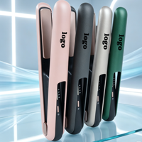 Mini fer à lisser compact en céramique avec revêtement céramique, rechargeable par USB, écran LCD, portable, pour les voyages