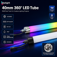 Tube lumineux LED adressable à 360 degrés de 40 mm, RGB RGBW, IP67, étanche, barre lumineuse LED intelligente pour la scène, la décoration extérieure