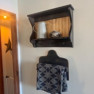 Accessoires de cuisine : Égouttoir mural rustique en bois avec crochets <span class=keywords><strong>shaker</strong></span> pour assiettes, style campagnard - Product Image 3
