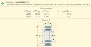 Full Complement Cylindrical Roller Bearing F-201346.02.NUP 50*90*23ミリメートルF-201346 Hydraulic Pump Bearing