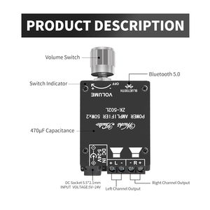 Bo mạch loa không dây mini tự chế với mô-đun khuếch đại Class D mini ZK-502L, bộ khuếch đại tuyến tính và bộ so sánh - Product Image 4