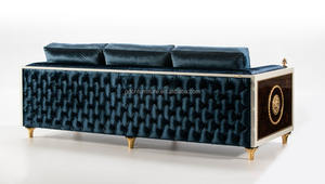 Sofá de Estilo Europeo, Sofá de Tela de Lujo Ligero Italiano, Muebles de Sala de Estar Tallados en Madera Maciza, Estilo Neoclásico - Product Image 4