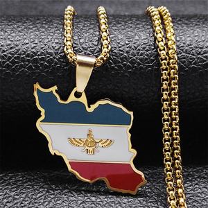 Collares de Plata y Oro PVD Antideslustre de Moda, Joyería Fina de Acero Inoxidable 316L, Collar con Mapa de Irán para Mujer - Product Image 1