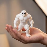 Figurine de gorille musclé imprimée en 3D avec lunettes de soleil, sculpture d'art moderne, ornement de bureau blanc, statue de mascotte personnalisée