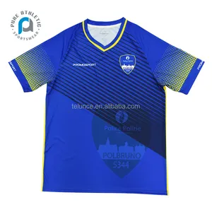 Pure custom v neck mens mesh team soccer uniform blank royal blue striped shirt retro jersey football club original
