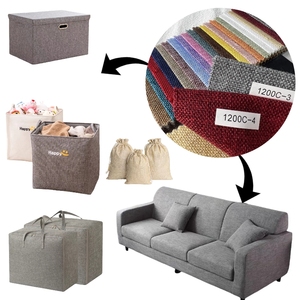 Tela de tapicería de poliéster 100% transpirable tejida duradera con textura sólida de lino para fundas de cojines de asiento de sillón de sofá - Product Image 4