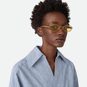 Bottega BV Vintage Oval Frame Sunglasses Polished Metal Frame Stylish Shades for Driving Commute Veneta - Product Image 6