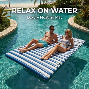 <span class=keywords><strong>Matelas</strong></span> Gonflable Flottant Rayé pour Adultes – Idéal <span class=keywords><strong>Piscine</strong></span>, Plage, Lac, Resort – Relaxation Estivale en Eau – Utilisation Extérieure - Product Image 1