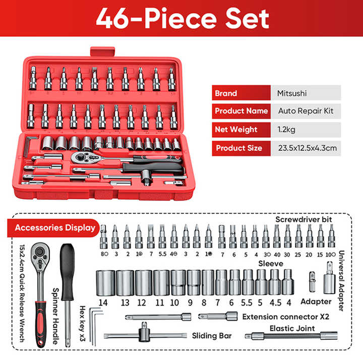 Car Mechanics Auto Repair Herramientas Kit Spanner Tools Set Box Hand