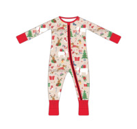 Combinaison bébé en bambou à fermeture éclair, douce, respirante, personnalisée, à manches longues, adorable, pyjama pour nourrisson et tout-petit
