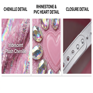 Patch in PVC con Dettagli Cuore in Strass AB Olografici in Camoscio Stile Y2K Streetwear Bling Era - Product Image 4
