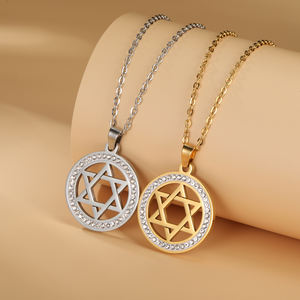 महिलाओं के लिए डेविड चोकर हार का ज़िरकॉन स्टार महिला गोल्ड कलर स्टेनलेस स्टील की गर्दन चेन हेक्साग्राम इसराएल जेविश जूडीवाद गहने - Product Image 1