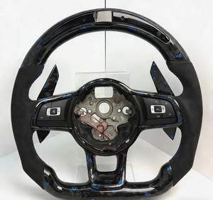 Volant en fibre de carbone véritable YLC avec LED pour <span class=keywords><strong>Volkswagen</strong></span> Golf MK6 GTI CC, volant en cuir perforé - Product Image 1