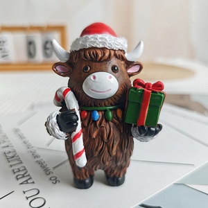 Adorables Adornos de Resina con Diseño de Vaca Highland, Hoja de Arce y Calabaza, Novedad en Artículos Decorativos Navideños Transfronterizos - Product Image 1