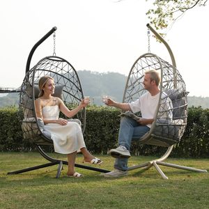 <strong>Egg</strong> <strong>Chair</strong> Modern Iron And PP Swing Stand Hanging <strong>Chair</strong> 350lbs Capacity For Balcony Bedroom Indoor Patio - Product Image 6
