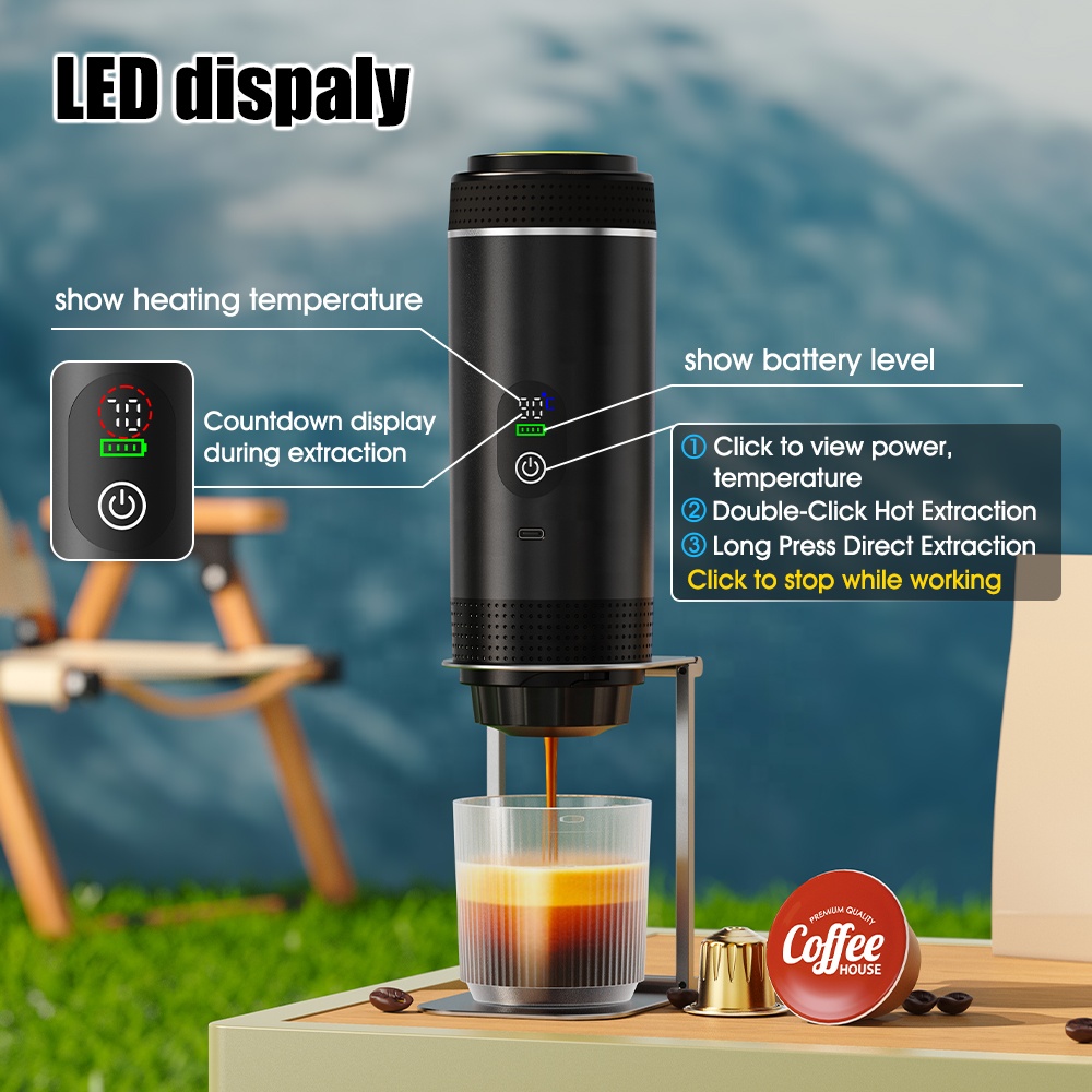 New Function LED Display Portable Electric Espresso Coffee Machine for Nespresso Capsules for Car Travel Outdoor Coffee Maker