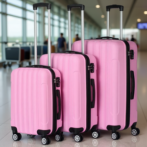 Juego de Maletas Rígidas Rosadas de 3 Piezas, Material ABS, Ruedas Giratorias, Cierre con Contraseña, Equipaje de Viaje para Uso Unisex - Product Image 2