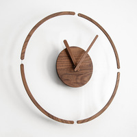 Jam Dinding Kuarsa Modern Nordik Kayu Solid Jarum Transparan LUMINOVA Desain Geometris Ruang Tamu Kamar Tidur Rumah Personalisasi